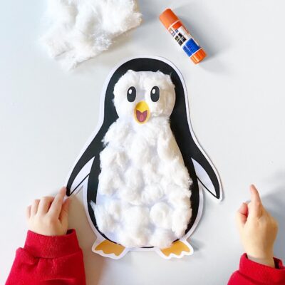 Pingüino para decorar con algodón
